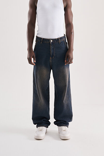 Machinist Men's Basic Baloon Fit Baggy Jean Trousers Blue-Brown