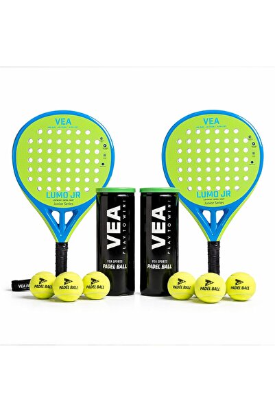 VEA LUMO JR Kids Padel Racket Set – 2 Junior Rackets, 2 Covers + 2 Tubes Pade...