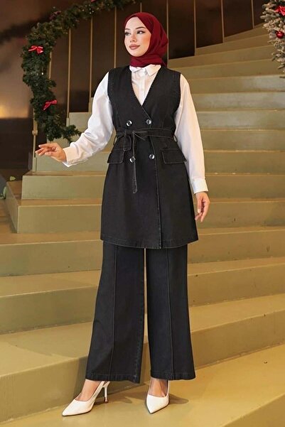 Missvalle Σετ Τζιν με Λεπτομέρεια Ζώνης, Διπλό, Καπνιστό 19232