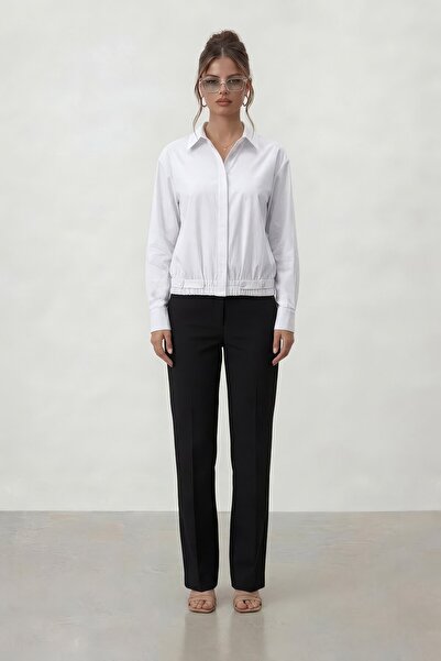 VAGGON Hidden Placket Elastic Waist Detailed Shirt