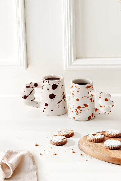 SİNEM YAMAN HOME Conical Handmade Ceramic 250 ml Mug Set of 2