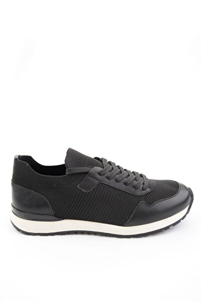 Bambi Siyah Hakiki Deri Erkek Sneaker E01730580382