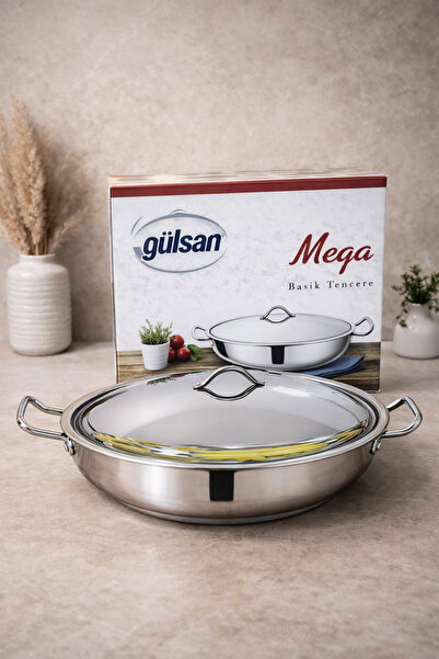 Rivorn Gülsan 40 cm Mega Size 18/10 Stainless Steel Flat-Bottomed Rice Pot 14...