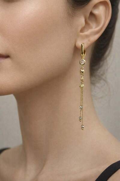 byBurak GOLD Zincir Sallantılı Küpe - KP00531