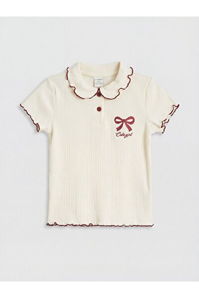LC Waikiki Lcw Kids Baby Collar Printed Girl's T-Shirt
