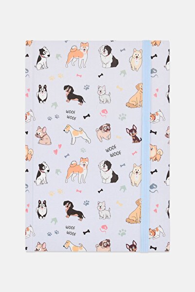 Muy Mucho Dog Printed Notebook With Rubber, Light Blue