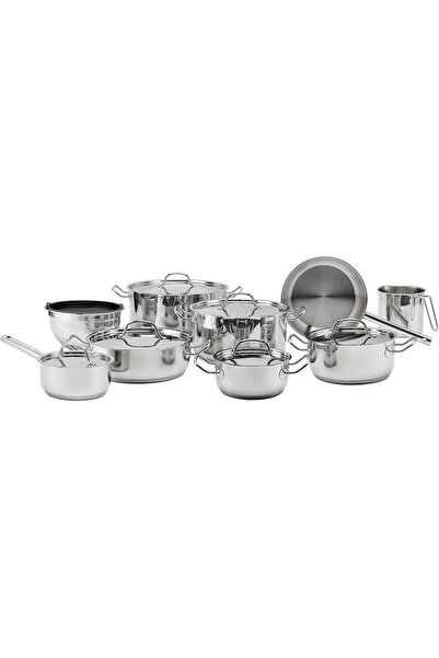 ELLE 16 Piece Stainless Steel Cookware Set 5 Ply with Casseroles and Fry Pan