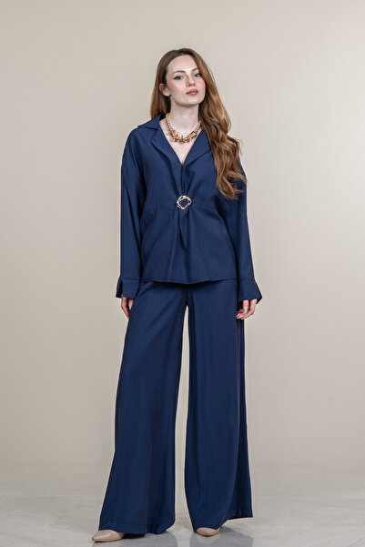 MissVina Σετ μπλούζας και παντελονιού με λεπτομέρεια καρφίτσας και κορδόνι πε...