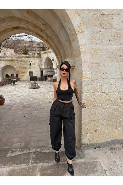 kırmızı butiks Μαύρο παντελόνι τζόγκερ μπαλόνι