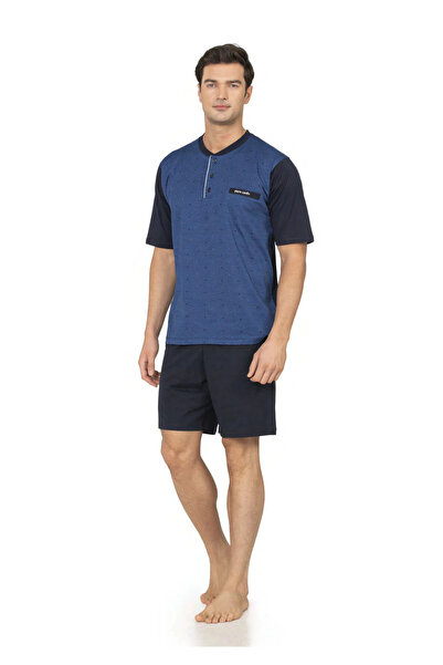 Pierre Cardin Men's Cotton 3-Piece Buttoned Collar Pocketed Saks Pajama Set 0...