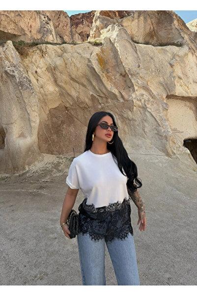 kırmızı butiks Μπλουζάκι με διακοσμητικές κορδέλες στη φούστα