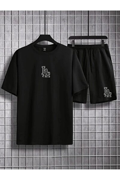 Eşofmancım Men's and Women's Summer Printed Top and Shorts Set