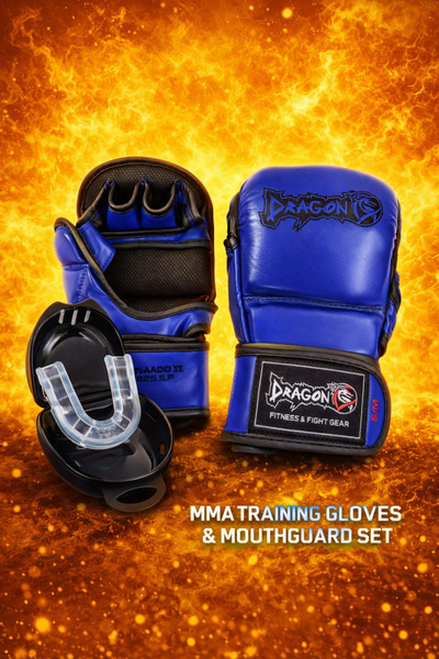 Dragondo MMA Eldiveni Tornado II + Dişlik Seti – Yarım Parmak Boks & Kick Bok...