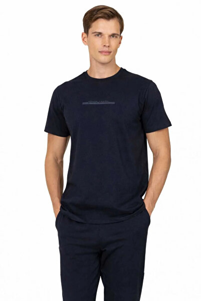 Pierre Cardin Men's Round Neck Dowry Style Stylish Design Pajama Set Navy Blu...