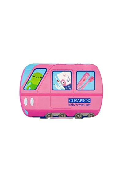 Curaprox 0225-0802 مجموعة سفر للأطفال باللون الوردي