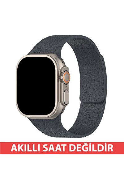 Dexmon Watch 11 10 9 8 7 6 SE - 44 45 46 49mm Uyumlu Deri Görünümlü Silikon M...
