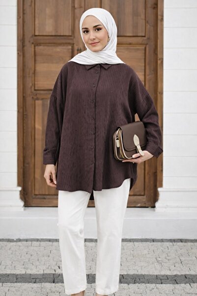 Moda Neva Sequin Detailed Striped Tunic Shirt