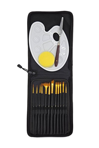 SYArts Σετ Πινέλων Ζωγραφικής για Αρχάριους με Θήκη 16 Τεμαχίων (Πινέλο, Σπάτ...