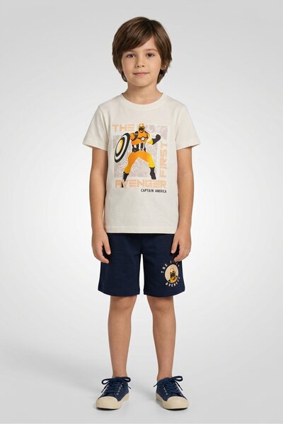 Marvel Kids Boy 2 Pieces Avengers Graphic Print Top And Shorts Set, Multicolor