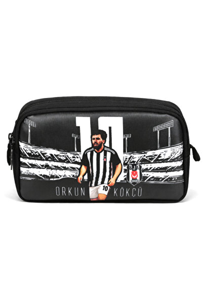 Beşiktaş Licensed Orkun Kökçü Black Pen Holder - Double Compartment Pen Bag w...