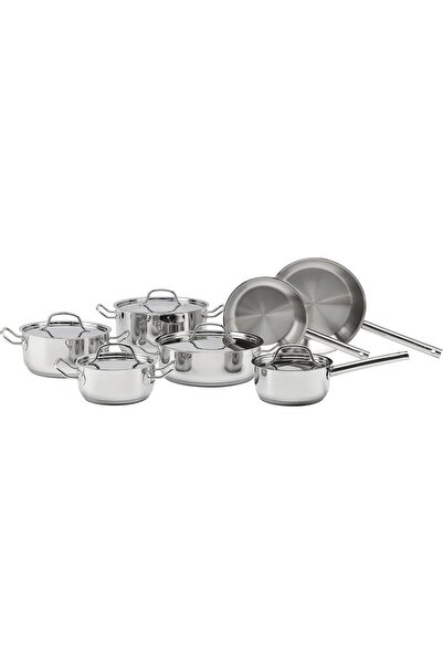 ELLE 12 Piece Stainless Steel Cookware Set 5 Ply with Casseroles and Fry Pan