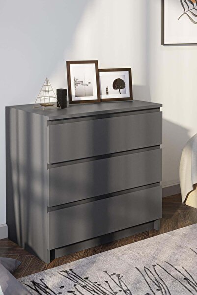 Hofga Derinkuyu 3 Çekmeceli Şifonyer Yatak Odası Bebek Odası Antrasit