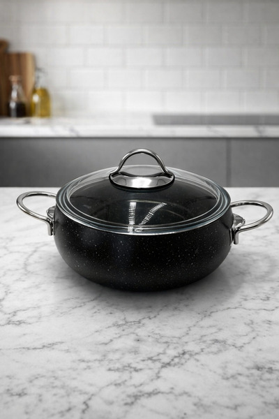 Rivorn Cvs 22 cm Granite Cast Iron Deep Pot Casserole Type with Metal Handle ...