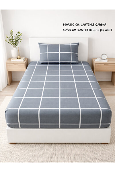 GOLDRİSE Single Elastic Sheet Set Square Pattern 100*200