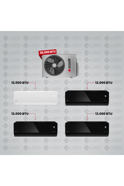 Arçelik 1+4 Multi Sistem Klima / 36100 Md Pro Dış Ünite (3 adet 12 BTU SİYAH ...