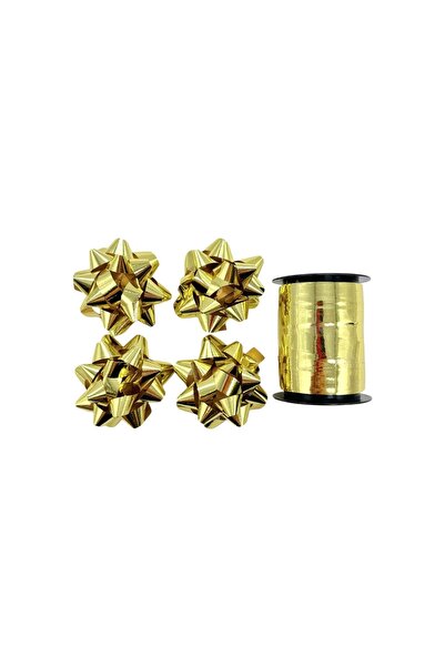 AFO Σετ 4 κορδέλες 5,5 εκ. με αυτοκόλλητο και ρολό 10μ. μεταλλικό χρυσό