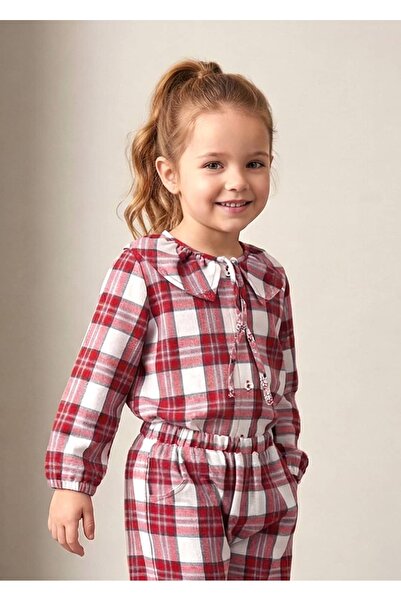 Ozmoz By Mukadder Özden Plaid Red Winter Little Girl's Blouse