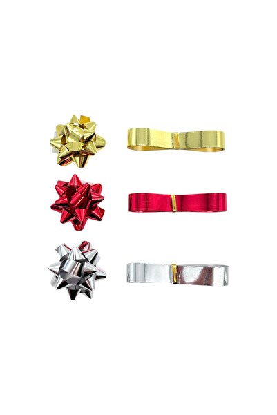 AFO Set of 3 Ribbons 5cm with Adhesive and 2m Roll Silver Red Gold
