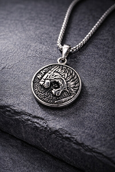 vogutima Lion Model Men's Steel Necklace - 316 L Stainless Steel Men's Necklace