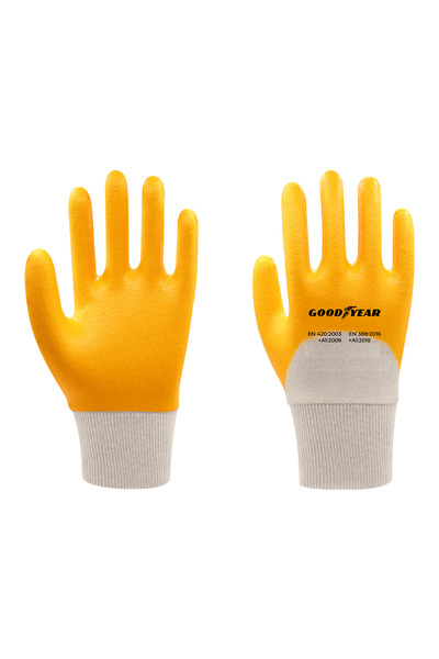 Dlyn قفازات F1 3/4 مغطاة بالقطن المحبوك باللون الأصفر رقم: 10 (XL)