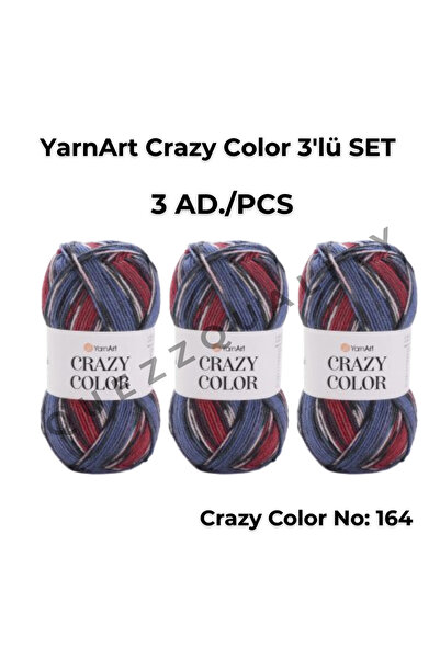 Yarnart مجموعة كريزي كولور المكونة من 3 خيوط محبوكة يدويًا رقم: 110