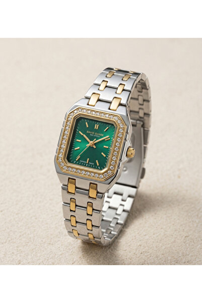 DAVID GUNER San Diego Women's Wristwatch 24 mm Double Color Steel Band Green ...