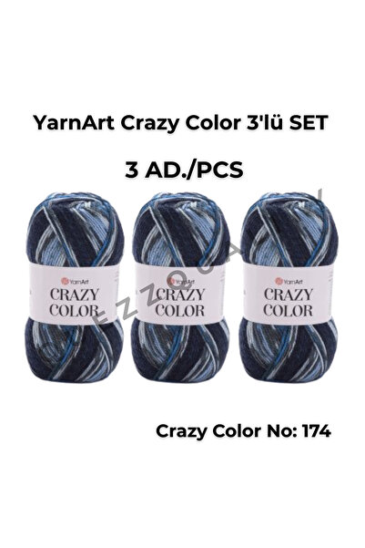 Yarnart مجموعة كريزي كولور المكونة من 3 خيوط محبوكة يدويًا رقم: 110