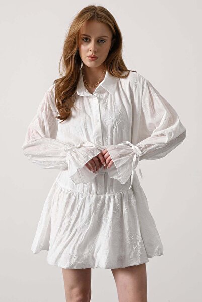 Secret Passion Lingerie Patterned Sleeves Lace-Up Belt Detail Women's Mini Dr...