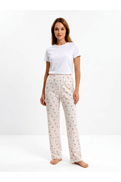 Kalp Desenli Kadın Pijama Altı