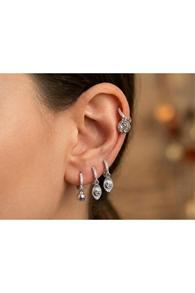 618 CONCEPT 6 Zircon Stone Hoop Earrings