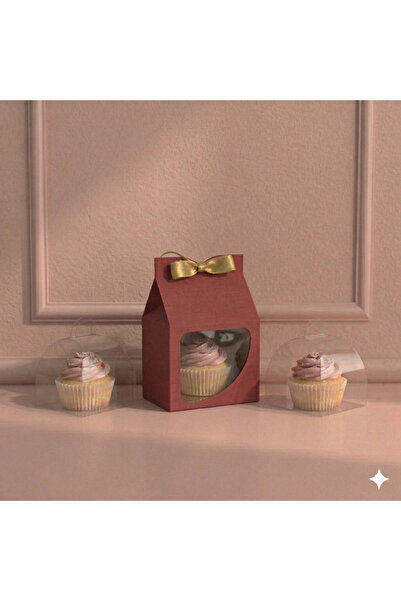 Ambalaj Modacısı FRANSIZ PASTASI & CUPCAKE KUTUSU KIRMIZI ( 10X10X10+5,5 CM )...