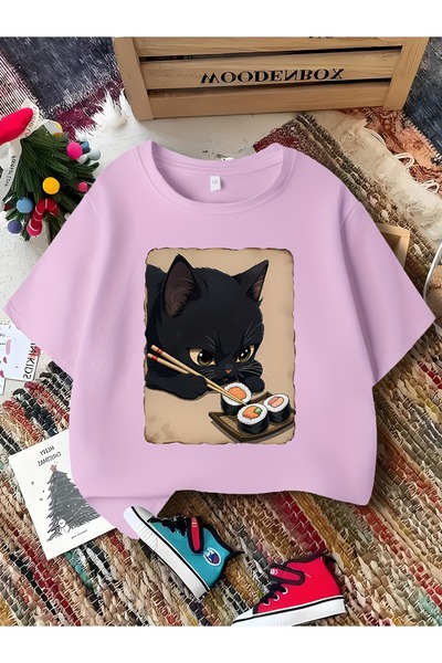 PixelWear تي شيرت كبير الحجم للأطفال من سوشي كات