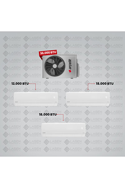 Arçelik 1+3 Multi Sistem Klima / 36100 Md Pro Dış Ünite ( 12 BTU BEYAZ + 2 ad...