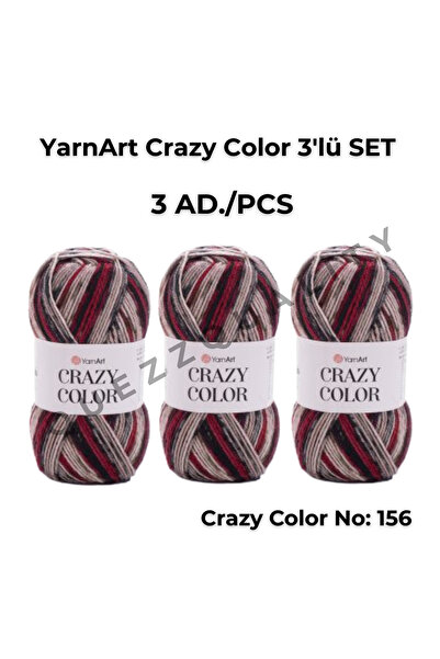 Yarnart مجموعة كريزي كولور المكونة من 3 خيوط محبوكة يدويًا رقم: 110