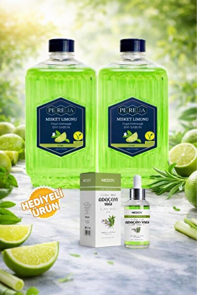 Pereja 2 Pieces Lime Natural Olive Oil Liquid Soap 1500 ml