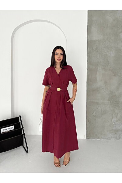 AsprinFashion Φόρεμα από ύφασμα αλεξίπτωτου με πιέτες και κάθισμα στη μέση