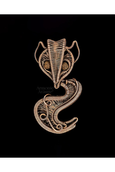 Armonie Arămie Fox pendant with copper wire and rudraksha beads ◯ Frisky Foxy ◯