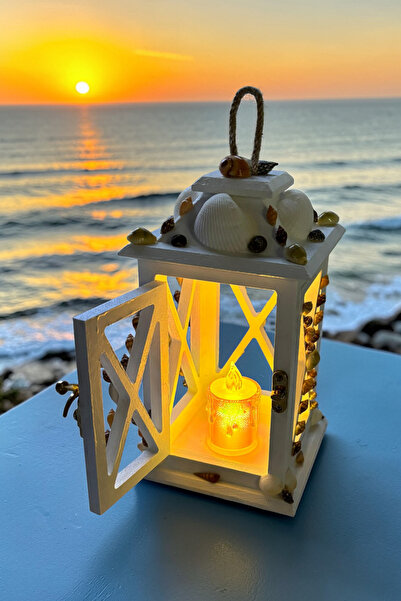 MaviMarinUrla El Yapımı Ahşap Beyaz Gerçek Deniz Kabukları ile Tasarlanmış Fe...