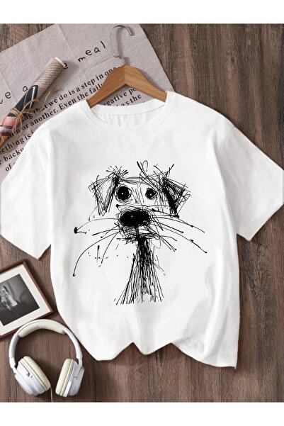 PixelWear تي شيرت كبير الحجم للأطفال من الجنسين بتصميم كلب لطيف وحلو