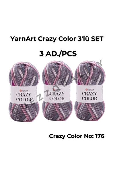 Yarnart مجموعة كريزي كولور المكونة من 3 خيوط محبوكة يدويًا رقم: 110